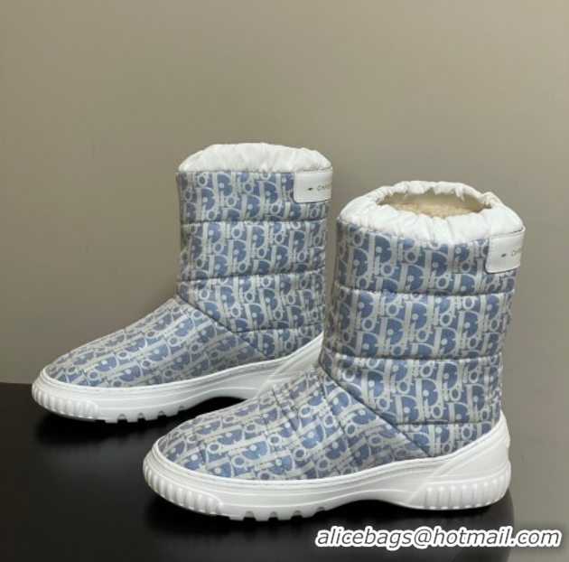 Purchase Dior DiorAlps Frost Ankle Boots in Oblique Quilted Nylon Blue/White 1029003
