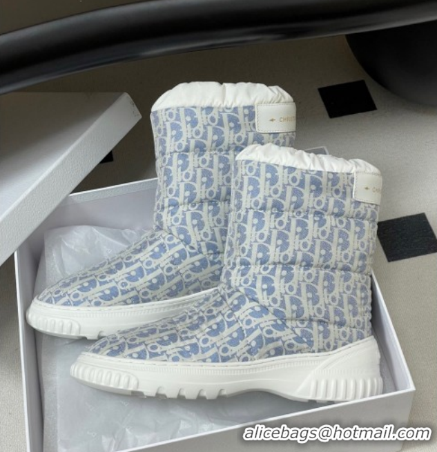 Purchase Dior DiorAlps Frost Ankle Boots in Oblique Quilted Nylon Blue/White 1029003