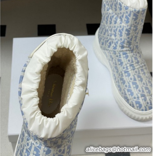 Purchase Dior DiorAlps Frost Ankle Boots in Oblique Quilted Nylon Blue/White 1029003