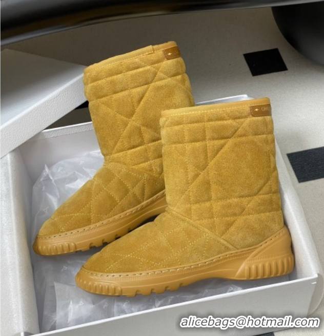 Shop Duplicate Dior DiorAlps Frost Ankle Boots in Cannage Suede and Wool Camel 1029005
