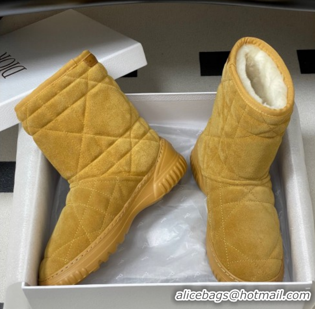 Shop Duplicate Dior DiorAlps Frost Ankle Boots in Cannage Suede and Wool Camel 1029005