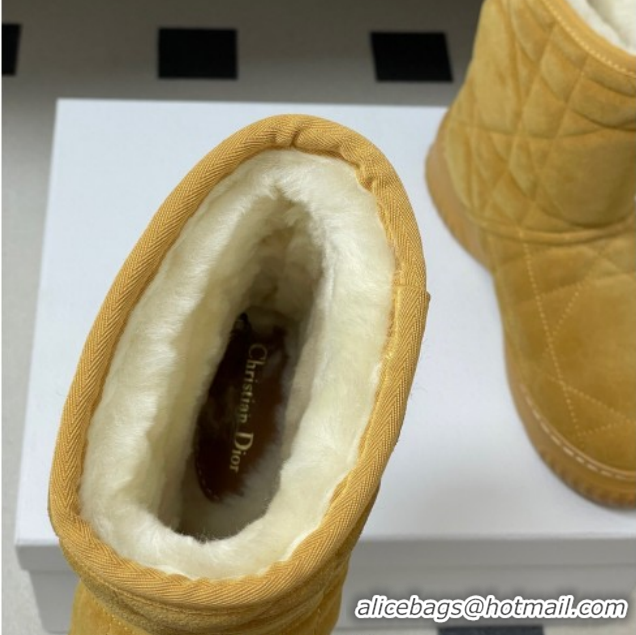 Shop Duplicate Dior DiorAlps Frost Ankle Boots in Cannage Suede and Wool Camel 1029005