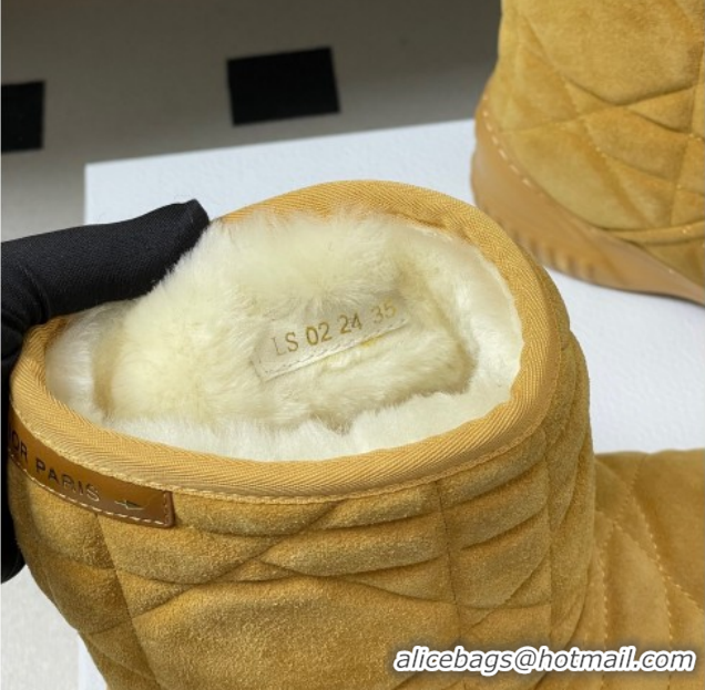 Shop Duplicate Dior DiorAlps Frost Ankle Boots in Cannage Suede and Wool Camel 1029005