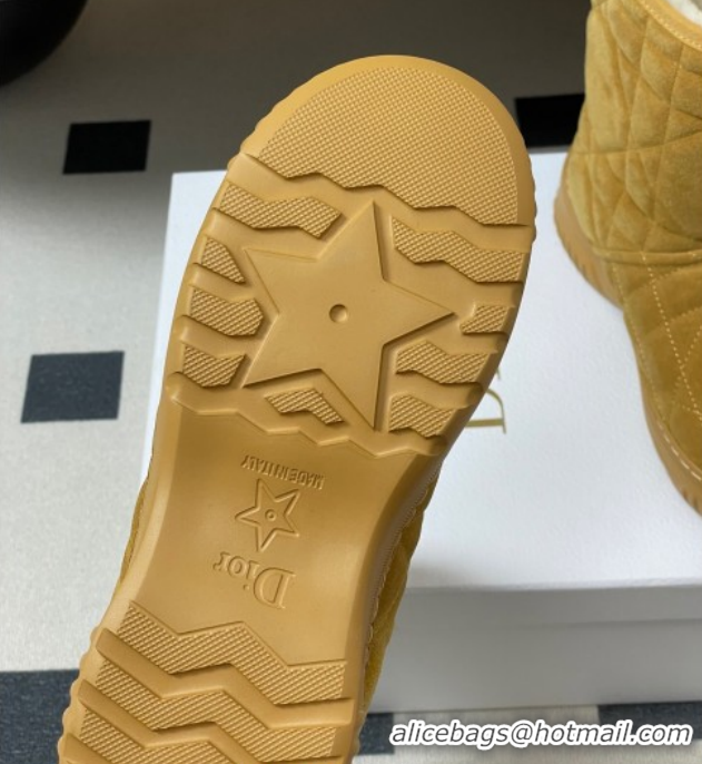 Shop Duplicate Dior DiorAlps Frost Ankle Boots in Cannage Suede and Wool Camel 1029005