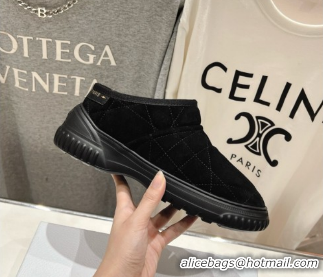 Popular Style Dior Frost Low Ankle Boots in Cannage Suede and Wool Black 1029006