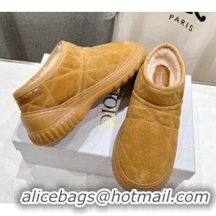 Durable Dior Frost Low Ankle Boots in Cannage Suede and Wool Camel 1029007