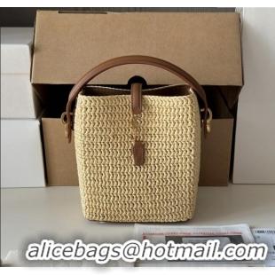 Famous Brand Saint Laurent LE 37 Mini Bucket Bag in Raffia 765870 Beige 2025 Top Quality