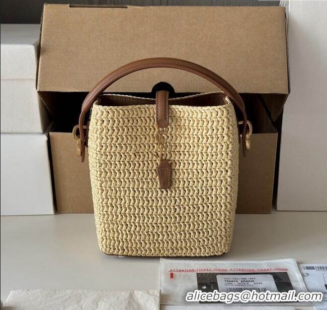 Famous Brand Saint Laurent LE 37 Mini Bucket Bag in Raffia 765870 Beige 2025 Top Quality