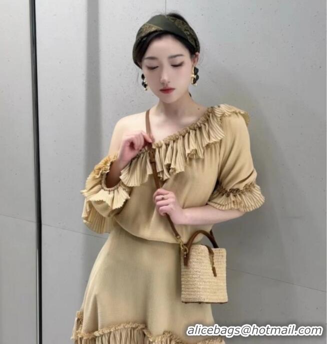 Famous Brand Saint Laurent LE 37 Mini Bucket Bag in Raffia 765870 Beige 2025 Top Quality