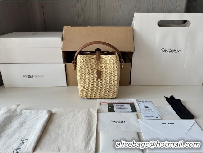 Famous Brand Saint Laurent LE 37 Mini Bucket Bag in Raffia 765870 Beige 2025 Top Quality