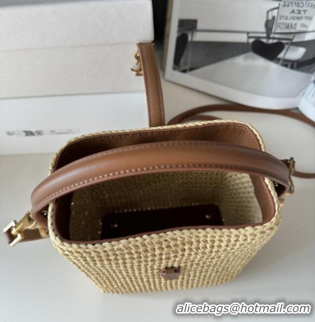 Famous Brand Saint Laurent LE 37 Mini Bucket Bag in Raffia 765870 Beige 2025 Top Quality