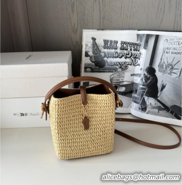 Famous Brand Saint Laurent LE 37 Mini Bucket Bag in Raffia 765870 Beige 2025 Top Quality