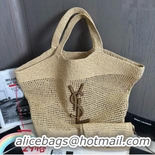 Discount Saint Laurent Icare Tote Bag in Raffia Straw 772191 Beige 2025 Top Quality