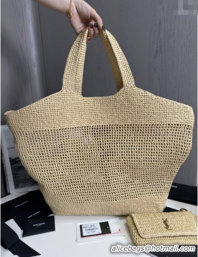 Discount Saint Laurent Icare Tote Bag in Raffia Straw 772191 Beige 2025 Top Quality
