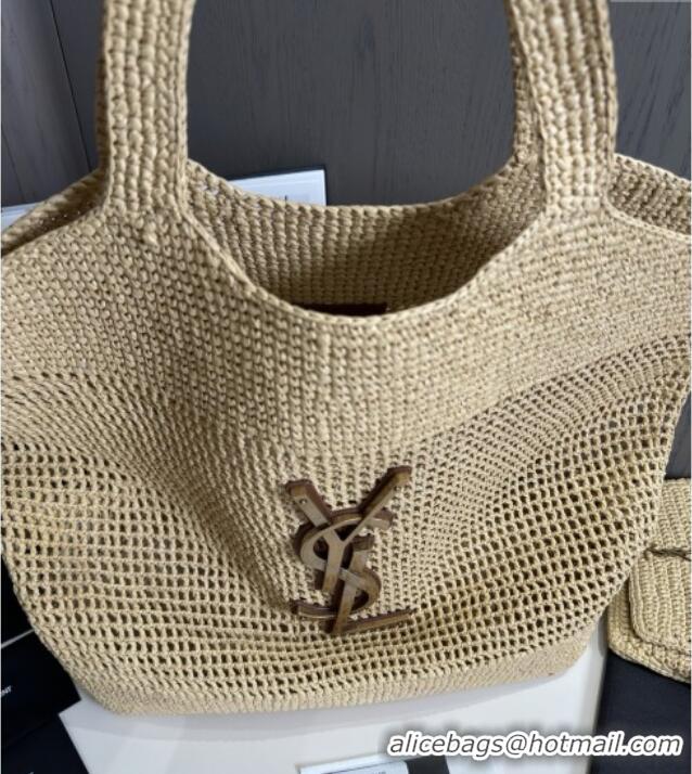 Discount Saint Laurent Icare Tote Bag in Raffia Straw 772191 Beige 2025 Top Quality