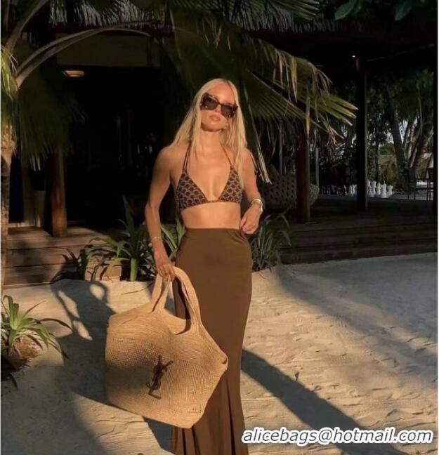 Discount Saint Laurent Icare Tote Bag in Raffia Straw 772191 Beige 2025 Top Quality