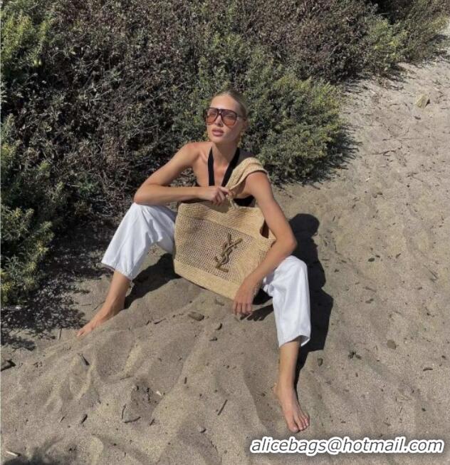 Discount Saint Laurent Icare Tote Bag in Raffia Straw 772191 Beige 2025 Top Quality