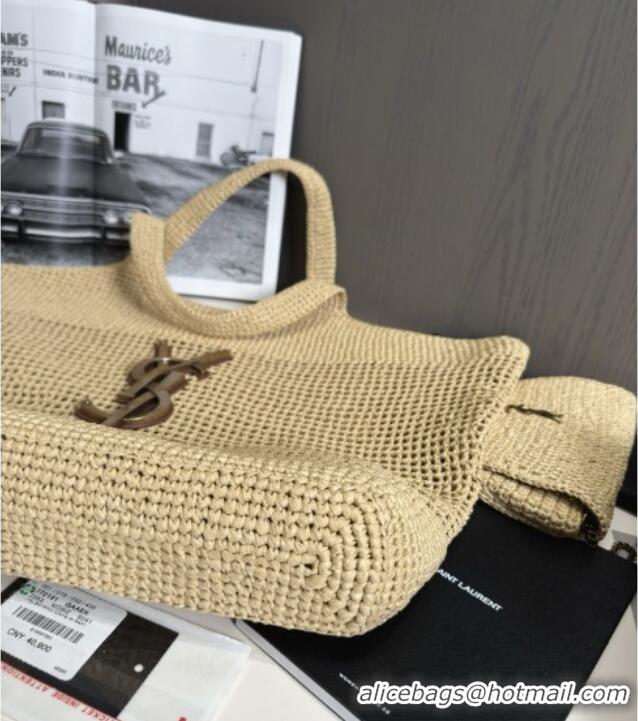 Discount Saint Laurent Icare Tote Bag in Raffia Straw 772191 Beige 2025 Top Quality