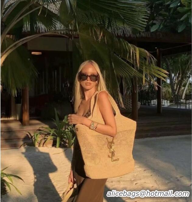 Discount Saint Laurent Icare Tote Bag in Raffia Straw 772191 Beige 2025 Top Quality