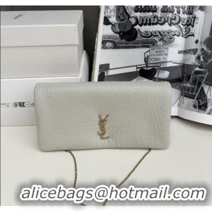 Trendy Design Saint Laurent Calypso Chain Mini Bag in Finely Grained Leather 801712 White 2025 Top Quality