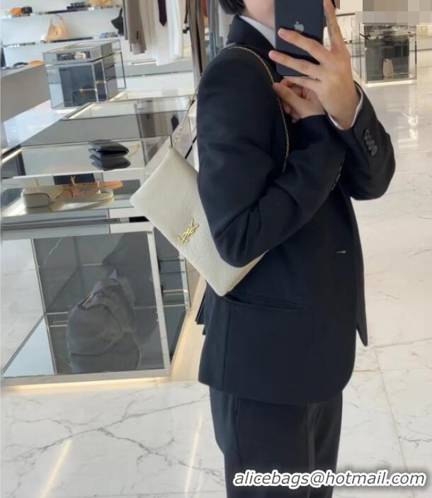 Trendy Design Saint Laurent Calypso Chain Mini Bag in Finely Grained Leather 801712 White 2025 Top Quality