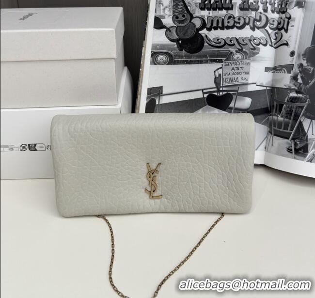 Trendy Design Saint Laurent Calypso Chain Mini Bag in Finely Grained Leather 801712 White 2025 Top Quality