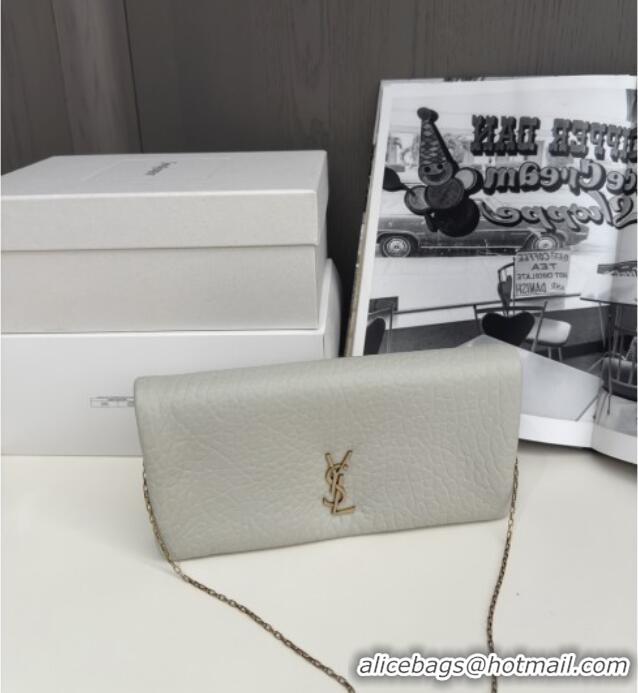 Trendy Design Saint Laurent Calypso Chain Mini Bag in Finely Grained Leather 801712 White 2025 Top Quality