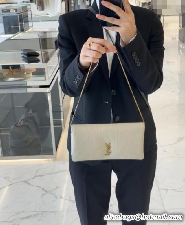 Trendy Design Saint Laurent Calypso Chain Mini Bag in Finely Grained Leather 801712 White 2025 Top Quality