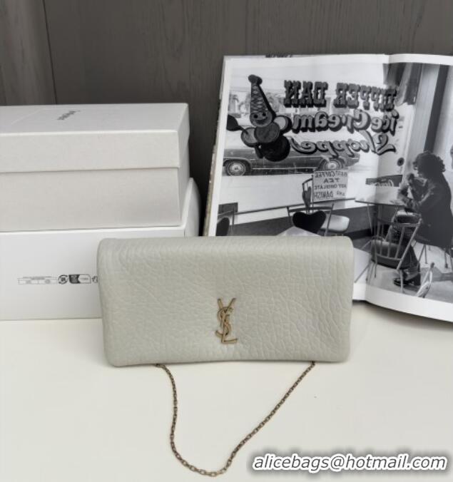 Trendy Design Saint Laurent Calypso Chain Mini Bag in Finely Grained Leather 801712 White 2025 Top Quality