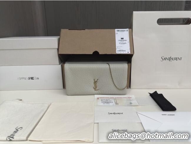 Trendy Design Saint Laurent Calypso Chain Mini Bag in Finely Grained Leather 801712 White 2025 Top Quality