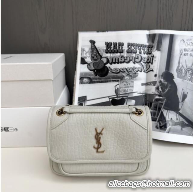 Best Product Saint Laurent Niki Baby Bag in Grained Lambskin 633179 White 2025 Top Quality