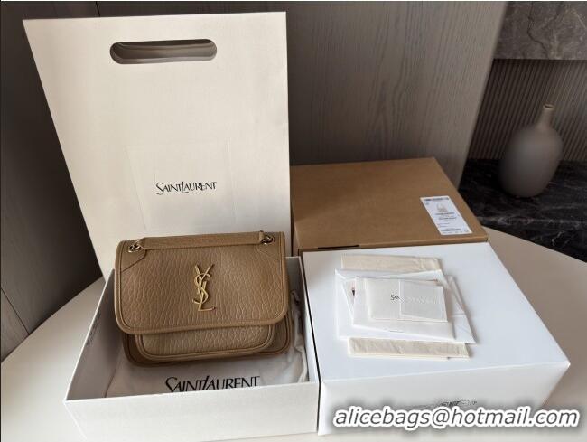 Promotional Saint Laurent Niki Baby Bag in Grained Lambskin 633179 Dark Cork 2025 Top Quality