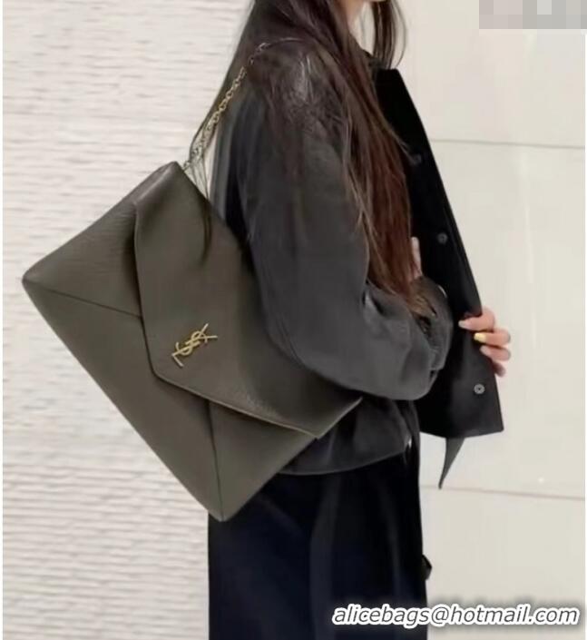 Famous Brand Saint Laurent Cassander XXL Envelope Pouch On Chain in Grained Lambskin 841702 Light Musk 2025