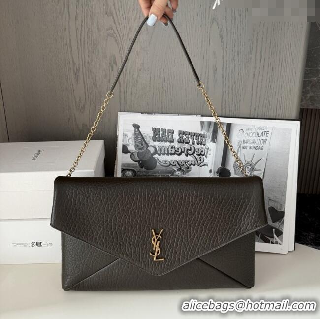 Famous Brand Saint Laurent Cassander XXL Envelope Pouch On Chain in Grained Lambskin 841702 Light Musk 2025
