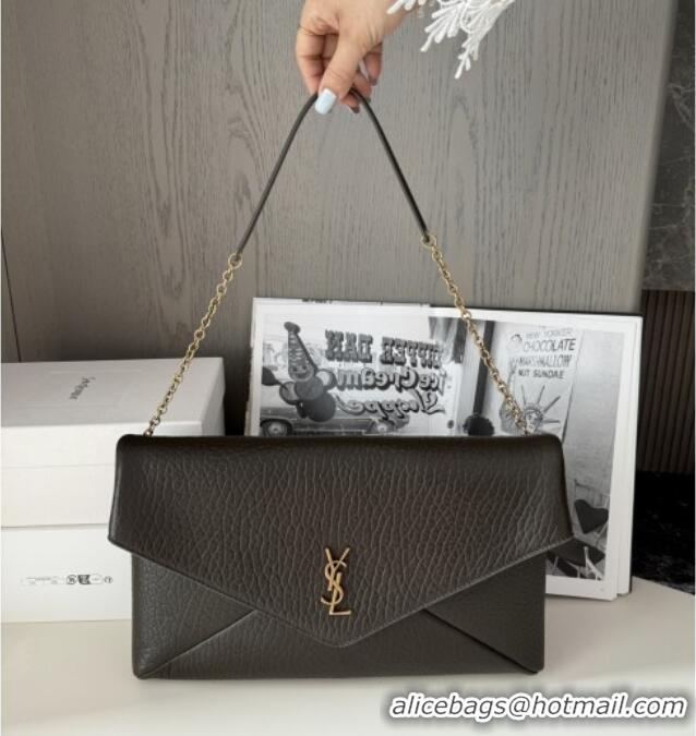 Famous Brand Saint Laurent Cassander XXL Envelope Pouch On Chain in Grained Lambskin 841702 Light Musk 2025