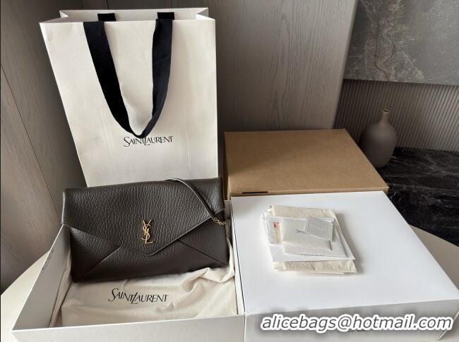 Famous Brand Saint Laurent Cassander XXL Envelope Pouch On Chain in Grained Lambskin 841702 Light Musk 2025