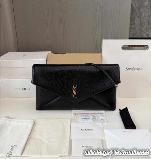 New Fashion Saint Laurent Cassander XXL Envelope Pouch On Chain in Grained Lambskin 841702 Black 2025