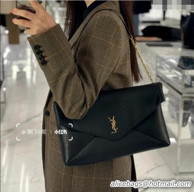 New Fashion Saint Laurent Cassander XXL Envelope Pouch On Chain in Grained Lambskin 841702 Black 2025