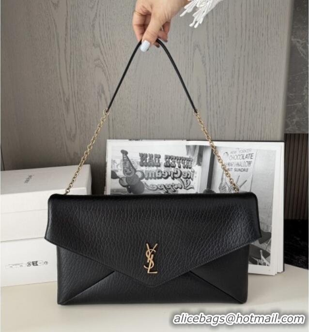 New Fashion Saint Laurent Cassander XXL Envelope Pouch On Chain in Grained Lambskin 841702 Black 2025