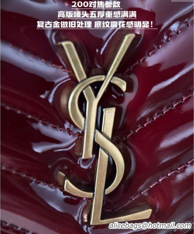 Famous Brand Saint Laurent Cassandre Matelasse Envelope Chain Wallet in Patent Leather 742920 Burgundy 2024 Top Quality