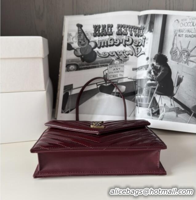 Famous Brand Saint Laurent Cassandre Matelasse Envelope Chain Wallet in Patent Leather 742920 Burgundy 2024 Top Quality