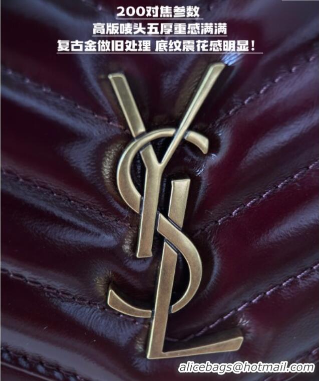 Inexpensive Saint Laurent Cassandre Matelasse Envelope Chain Wallet in Waxy Leather 742920 Burgundy 2024 Top Quality