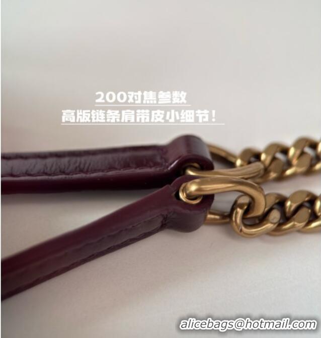 Inexpensive Saint Laurent Cassandre Matelasse Envelope Chain Wallet in Waxy Leather 742920 Burgundy 2024 Top Quality