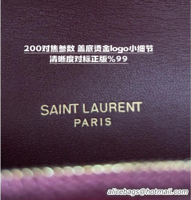 Inexpensive Saint Laurent Cassandre Matelasse Envelope Chain Wallet in Waxy Leather 742920 Burgundy 2024 Top Quality