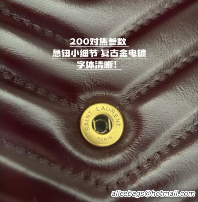 Inexpensive Saint Laurent Cassandre Matelasse Envelope Chain Wallet in Waxy Leather 742920 Burgundy 2024 Top Quality