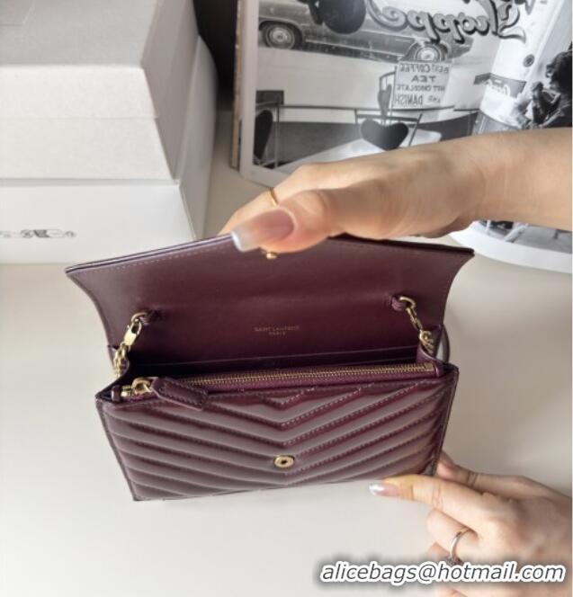 Inexpensive Saint Laurent Cassandre Matelasse Envelope Chain Wallet in Waxy Leather 742920 Burgundy 2024 Top Quality