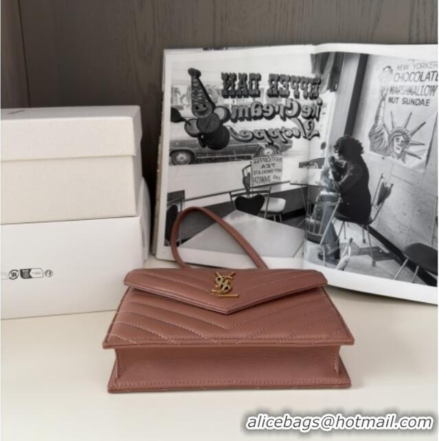 Discount Saint Laurent Cassandre Matelasse Envelope Chain Wallet in Lambskin 742920 Pink 2024 Top Quality