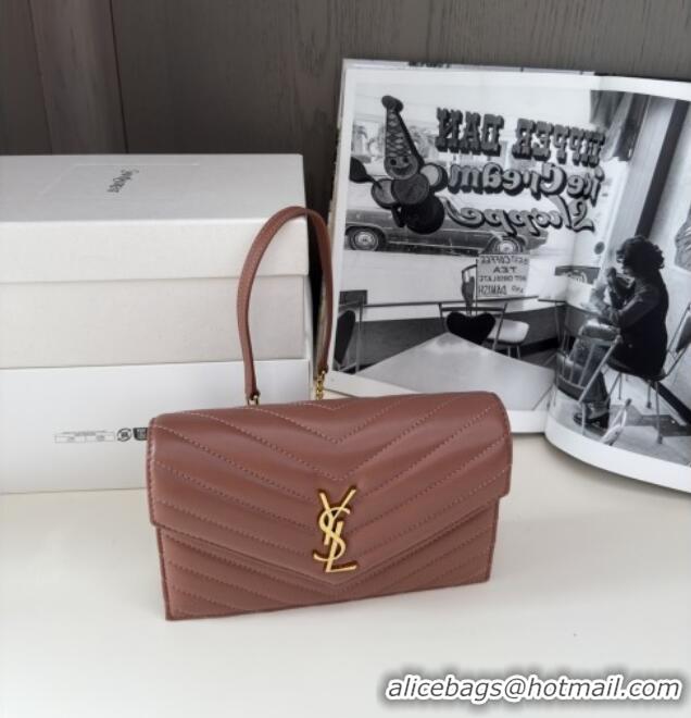 Discount Saint Laurent Cassandre Matelasse Envelope Chain Wallet in Lambskin 742920 Pink 2024 Top Quality