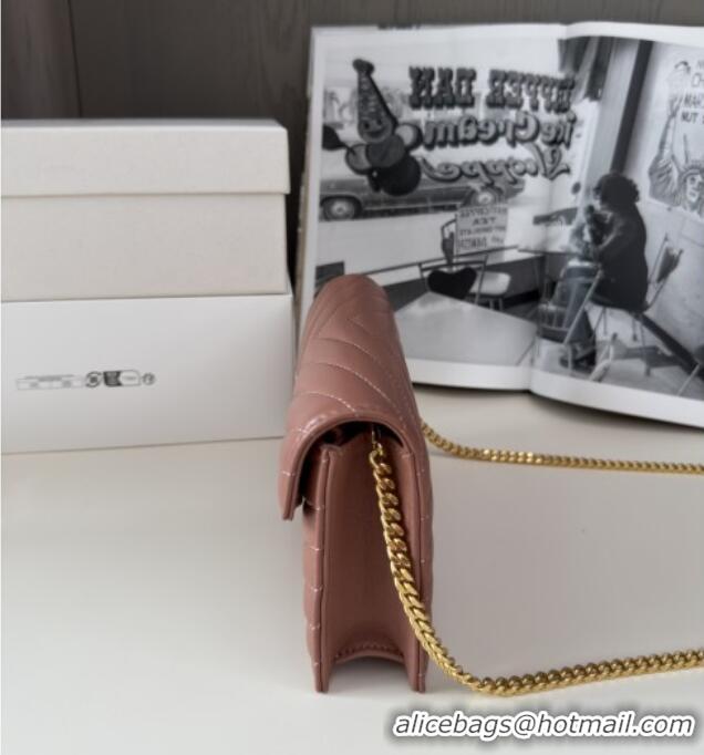 Discount Saint Laurent Cassandre Matelasse Envelope Chain Wallet in Lambskin 742920 Pink 2024 Top Quality