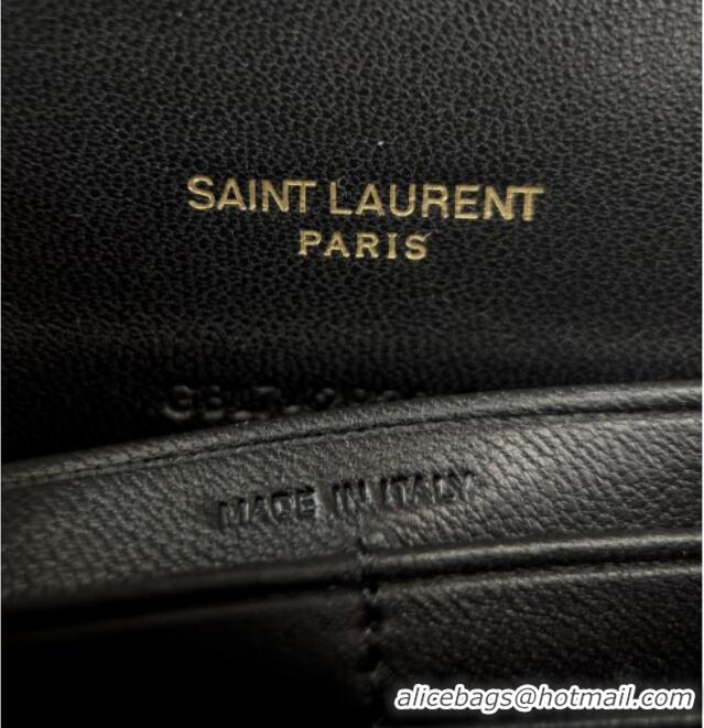 Best Price Saint Laurent Cassandre Matelasse Envelope Chain Wallet in Lambskin 742920 Black 2024 Top Quality